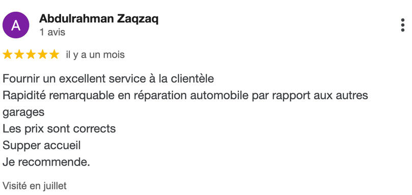 avis clients garage chopan auto